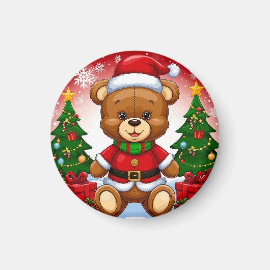 Adorable Teddy Bear im Santa Anzug Magnet (Vorne)
