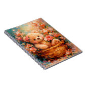 Adorable Teddy Bear in Floral Basket Impressionist Notizblock (Rechte Seite)