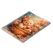 Adorable Teddy Bear in Floral Basket Impressionist Notizblock (Linke Seite)
