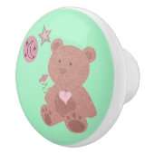 Adorable Teddy Bear Moon & Stars in Green Keramikknauf (Rechts)