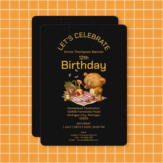 Adorable Teddy Bear Picnic Einladung zum Geburtsta