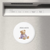 Adorable Teddy Bear Purple Jacket Magnet (In Situ (Geschirrspüler))