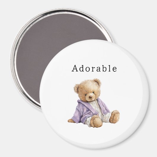 Adorable Teddy Bear Purple Jacket Magnet (Vorderseite/Rückseite)
