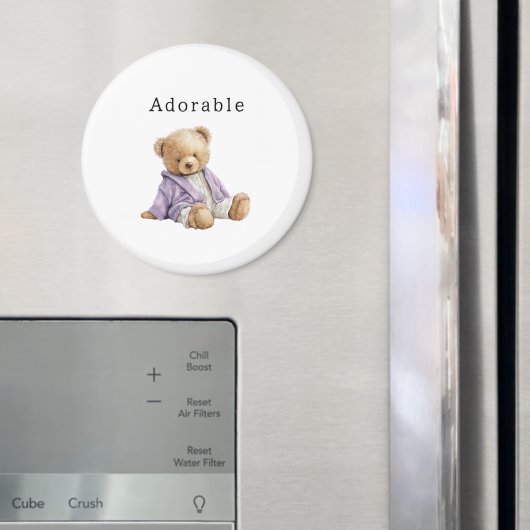Adorable Teddy Bear Purple Jacket Magnet (In Situ (Kühlschrank))