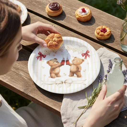 Adorable Teddy Bear "Ready to Pop" Baby Shower  Pappteller