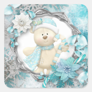 Adorable Teddy Bear Square Aufkleber