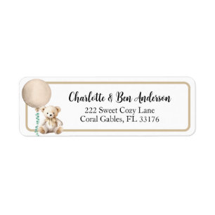 Adorable Teddy Bear Watercolor Babydusche Labels