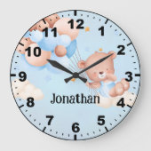 Adorable Teddy Bear with Balloons Große Wanduhr (Vorderseite)