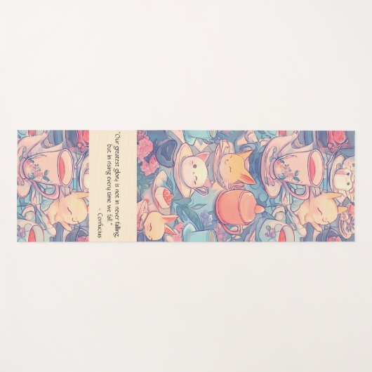 Adorable Tee Party Doodle Yogamatte (Vorderseite (Horizontal))