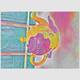 Adorable Teekanne Tee Party Psychedelic Colors Seidenpapier