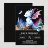 Adorable Template Dragon Birthday Einladung (Vorne/Hinten)