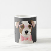 Adorable Terrier Hund mit Brille und Bugs-Krawatte Kaffeetasse (Mittel)