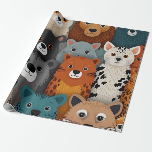 Adorable Tiere Geschenkpapier (Ungerollt)
