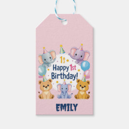 Adorable Tiere glücklich 1. Geburtstag Geschenkanhänger