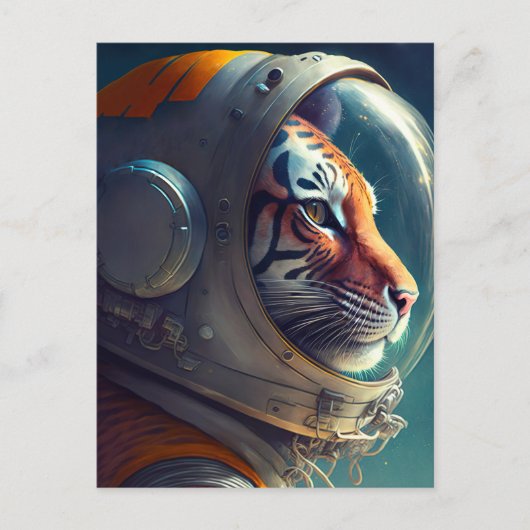 Adorable Tiger Astronaut Postkarte (Vorderseite)