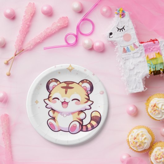 Adorable Tiger Baby Dusche Pappteller (Party)