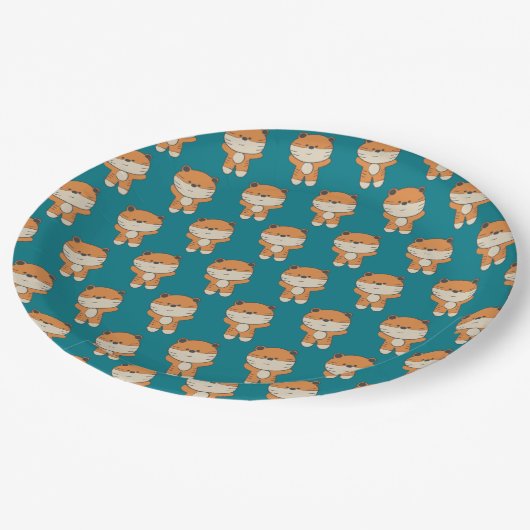 Adorable Tiger Pappteller (Schrägansicht)