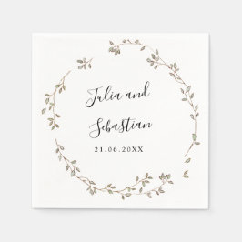 Adorable Tiny Green Blätter Hochzeitsmonogramm Serviette