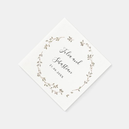 Adorable Tiny Green Blätter Hochzeitsmonogramm Serviette (Ecke)