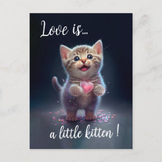 Adorable Tiny Kitten Sweetheart Postkarte
