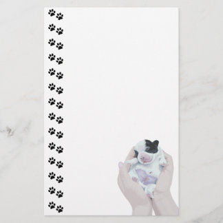 Adorable Tiny Newborn Puppy Stationery Briefpapier