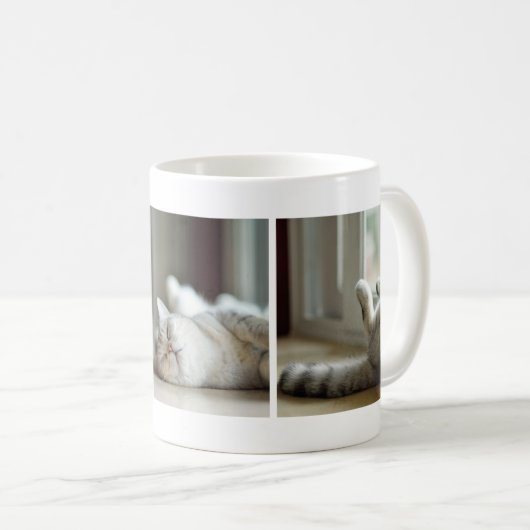 Adorable Tired Kitty Cat Lovers' Foto Collage Tass Kaffeetasse (VorderseiteRechts)