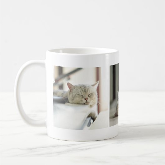Adorable Tired Kitty Cat Lovers' Foto Collage Tass Kaffeetasse (Links)