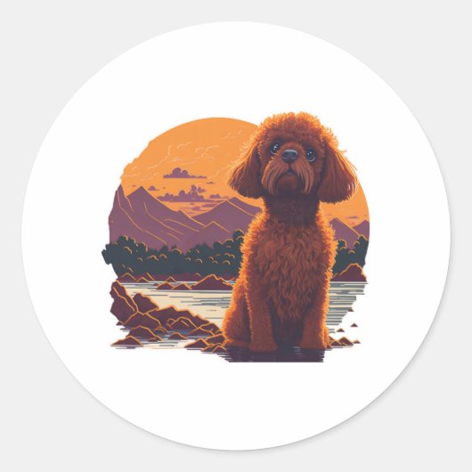 Adorable Toy Poodle Runder Aufkleber (Vorderseite)