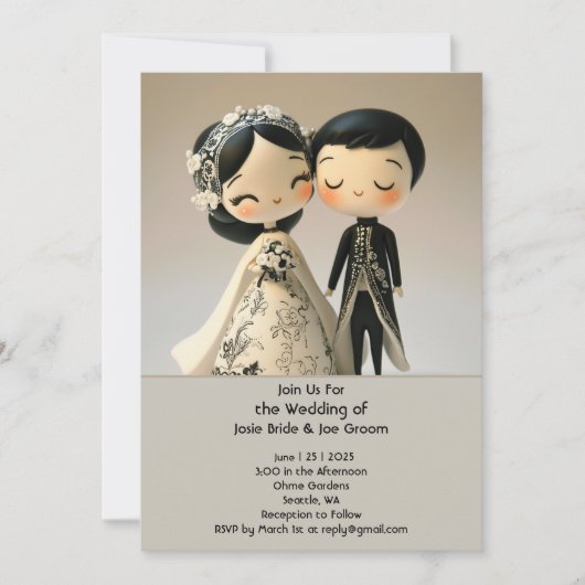 Adorable traditionelle Ehepaare Einladung (Vorderseite)