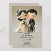 Adorable traditionelle Ehepaare Einladung (Vorne/Hinten)