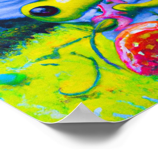 Adorable Tree Frog aß eine Erdbeere Poster (Ecke)