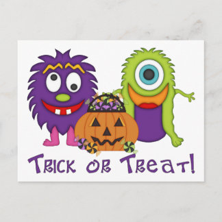 Adorable Trick oder Behandlung Alberner Monster T- Postkarte