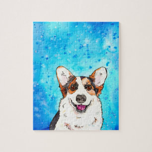 Adorable Tricolor Corgi Wasserfarbe Jigsaw Puzzle
