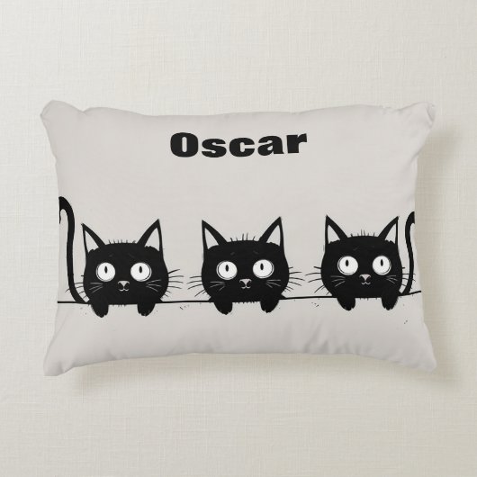 Adorable Trio der Schwarzen Katzen Dekokissen (Vorderseite)