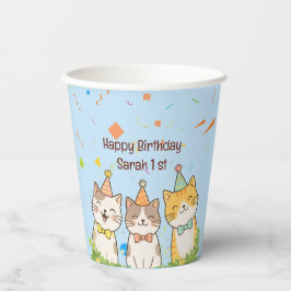 Adorable Trio of Birthday Cats | Custom Name & Age Pappbecher