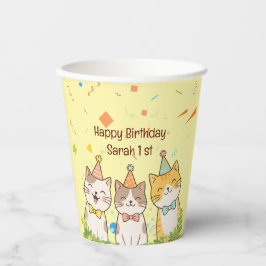 Adorable Trio of Birthday Cats | Custom Name & Age Pappbecher