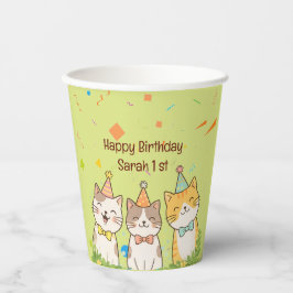 Adorable Trio of Birthday Cats | Custom Name & Age Pappbecher