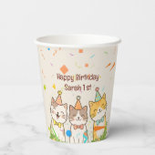 Adorable Trio of Birthday Cats | Custom Name & Age Pappbecher (Rückseite)