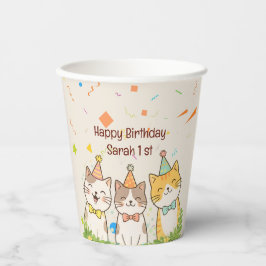 Adorable Trio of Birthday Cats | Custom Name & Age Pappbecher