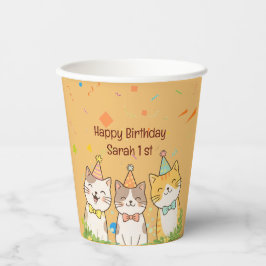 Adorable Trio of Birthday Cats | Custom Name & Age Pappbecher