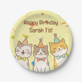 Adorable Trio of Birthday Cats | Custom Name & Age Pappteller