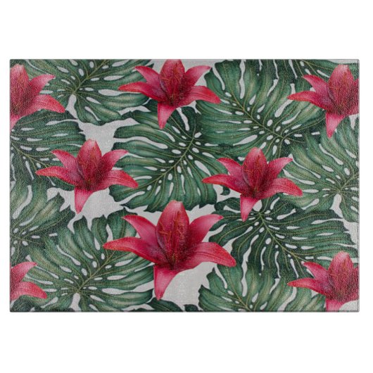 Adorable Tropical Palm Hawaiian Hibiskus Schneidebrett (Vorderseite)