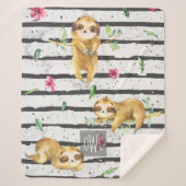 Adorable Tropical Sloth Monogram Sherpa Blanket Sherpadecke (Vorderseite)