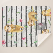 Adorable Tropical Sloth Monogram Sherpa Blanket Sherpadecke (Vorderseite (Horizontal))