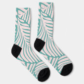 Adorable tropische Retro-Blatt l Nahtlos Grün Socken (Rechts)