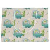 ADORABLE TURQUOISE DINOSAUREN & RAINBOWS GROßE GESCHENKTÜTE (Vorderseite)