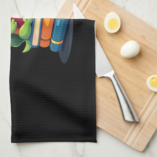 Adorable Turtle Reading Books (1) Geschirrtuch (Viertel Falte)