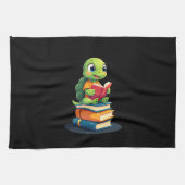Adorable Turtle Reading Books (1) Geschirrtuch (Horizontal)
