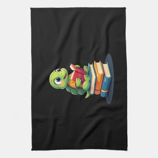 Adorable Turtle Reading Books (1) Geschirrtuch (Vertikal)