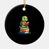 Adorable Turtle Reading Books (1) Keramik Ornament (Vorne)